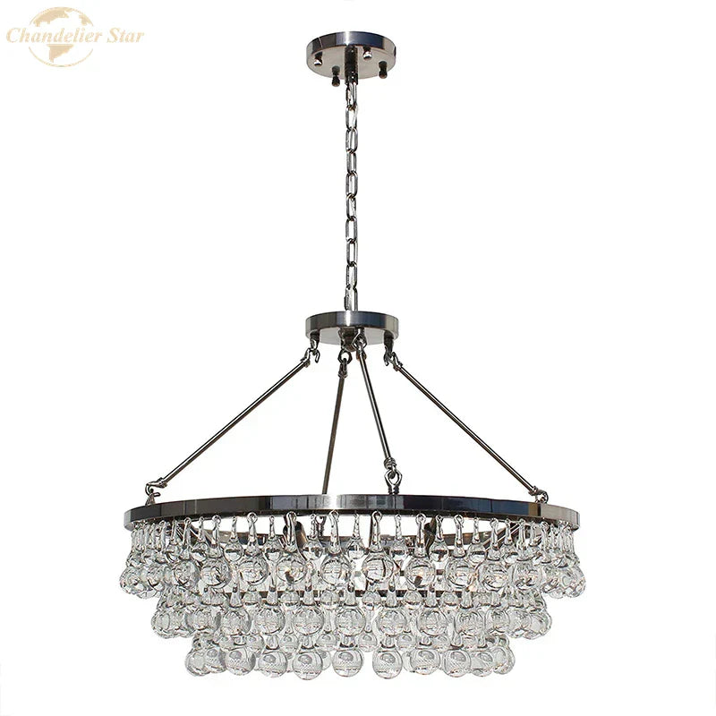 LED Round Glass Chandeliers Raindrop Pendant Lights Modern Living Hanging Lamps