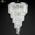 Luxury Prism LED Crystal Chandelier, Art Deco Spiral Design, Large Pendant Hanging Lamp