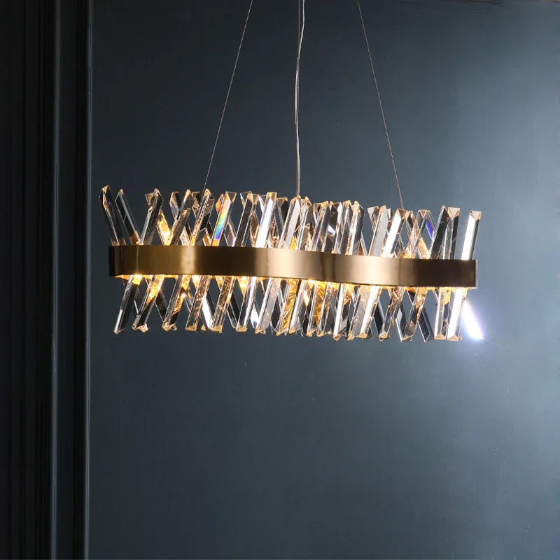 Gold Crystal LED Chandelier for Dinning Room