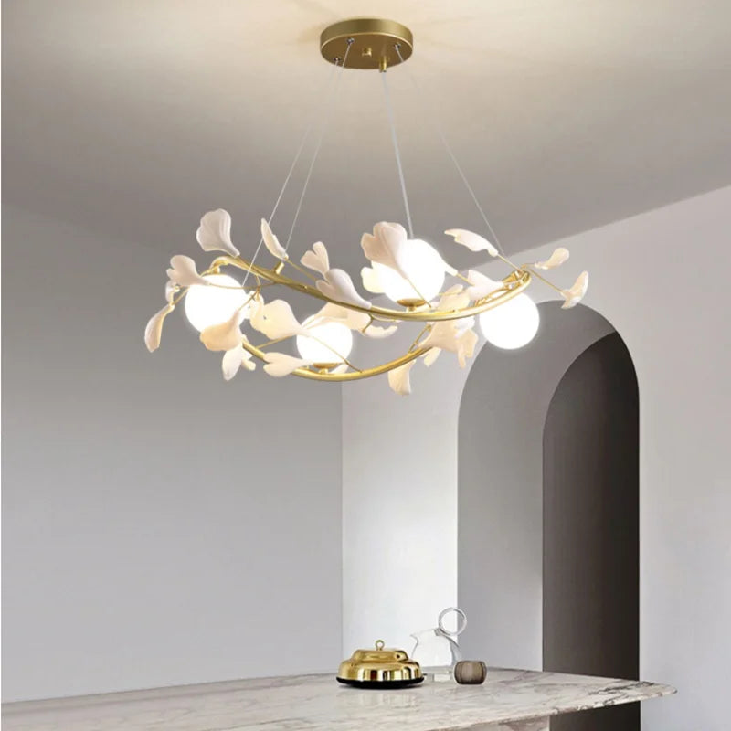 Nordic Glass Ball Chandelier with Petals by - Luxury Interior Lighting