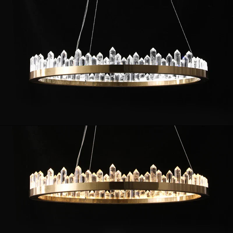 Golden Crystal LED Chandelier for Modern Dining Room