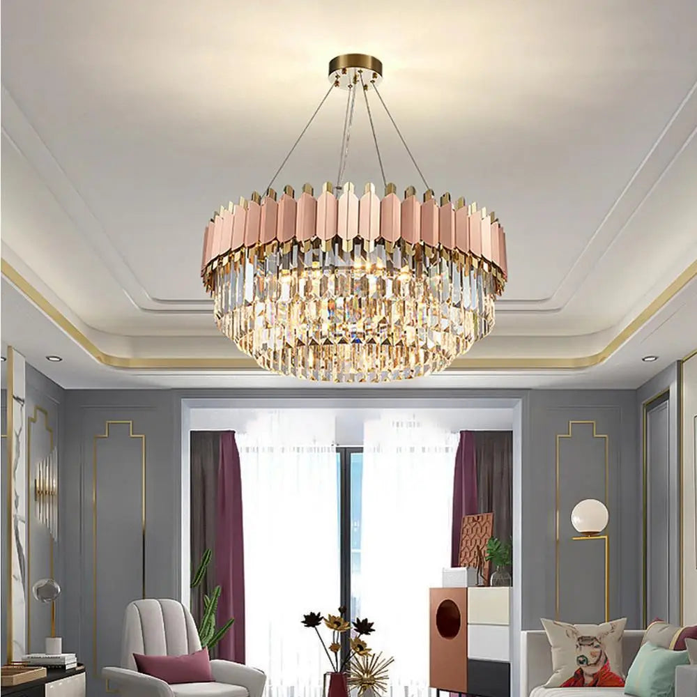 E14 LED Crystal Stainless Steel Rose Gold Pendant Lights