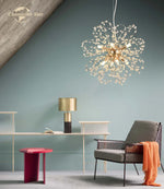Nordic Dandelion Crystal LED Chandelier: Modern Sunflowers Pendant Light for Bedroom & Living Room