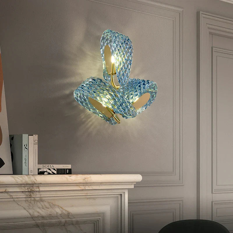 Copper Glass Blue Beauty Designer Wall Sconce LED Wall Light