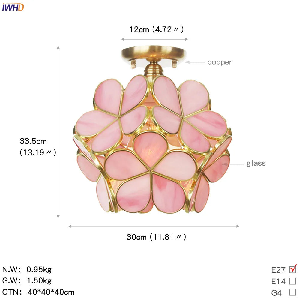 White Glass LED Ceiling Light Fixture, Nordic Modern Copper Ceiling Lamp