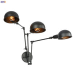 Loft Antique Edison 3-Head Black Wall Sconce Swing Arm Light