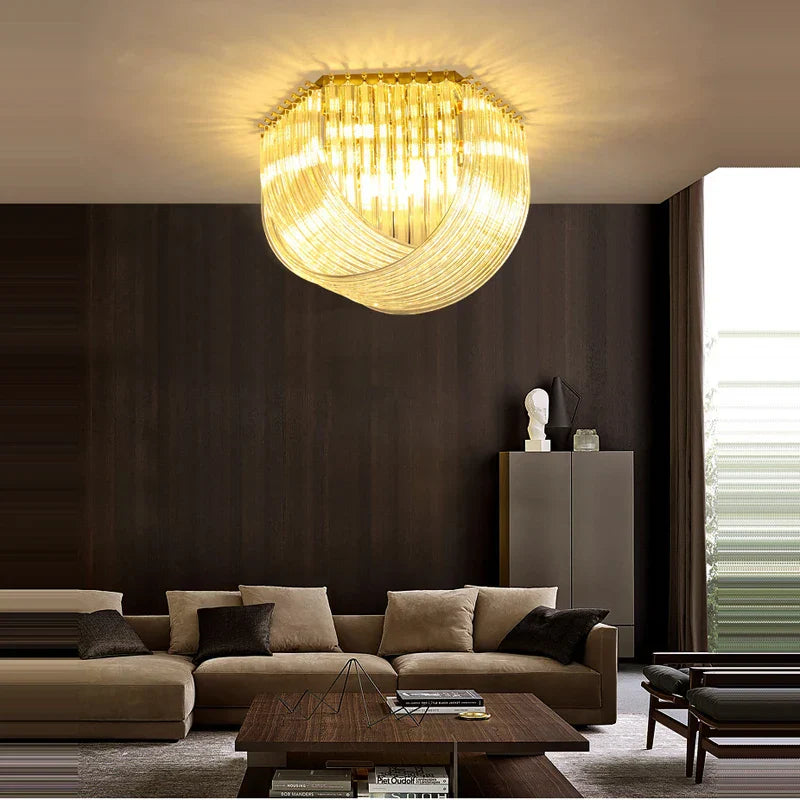 LED Glass Chandelier Hanging Lamps for Foyer - Modern Stainless Steel Design
