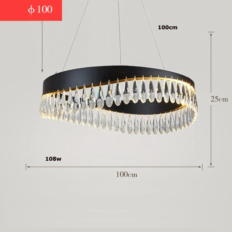 Crystal Stainless Steel LED Chandelier for Foyer