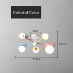 Kids Nordic Glass Chandelier LED Ceiling Light - Blue Pink Cartoon Theme
