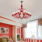Modern Iron Crystal Glass Chandelier Blue Red Art Deco Lighting