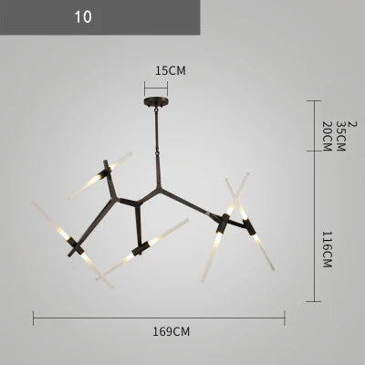 Branch Suspension Pendant Light - Gold Black G9 LED Iron Glass Fixture