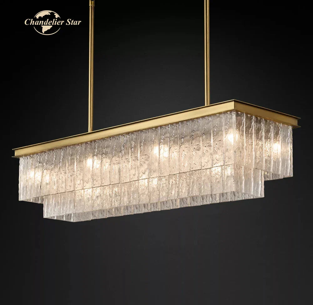 LED Glace Rectangular Chandelier Light for Dining Kitchen Living Room