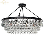 LED Round Glass Chandeliers Raindrop Pendant Lights Modern Living Hanging Lamps