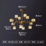 Square Crystal Chandelier Artistic Branches Luxury Gold Light Fixtures Living Room Kitchen Lighting