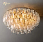LED Glass Flushmount Ceiling Lamp Modern Round Fixture - Brass Finish