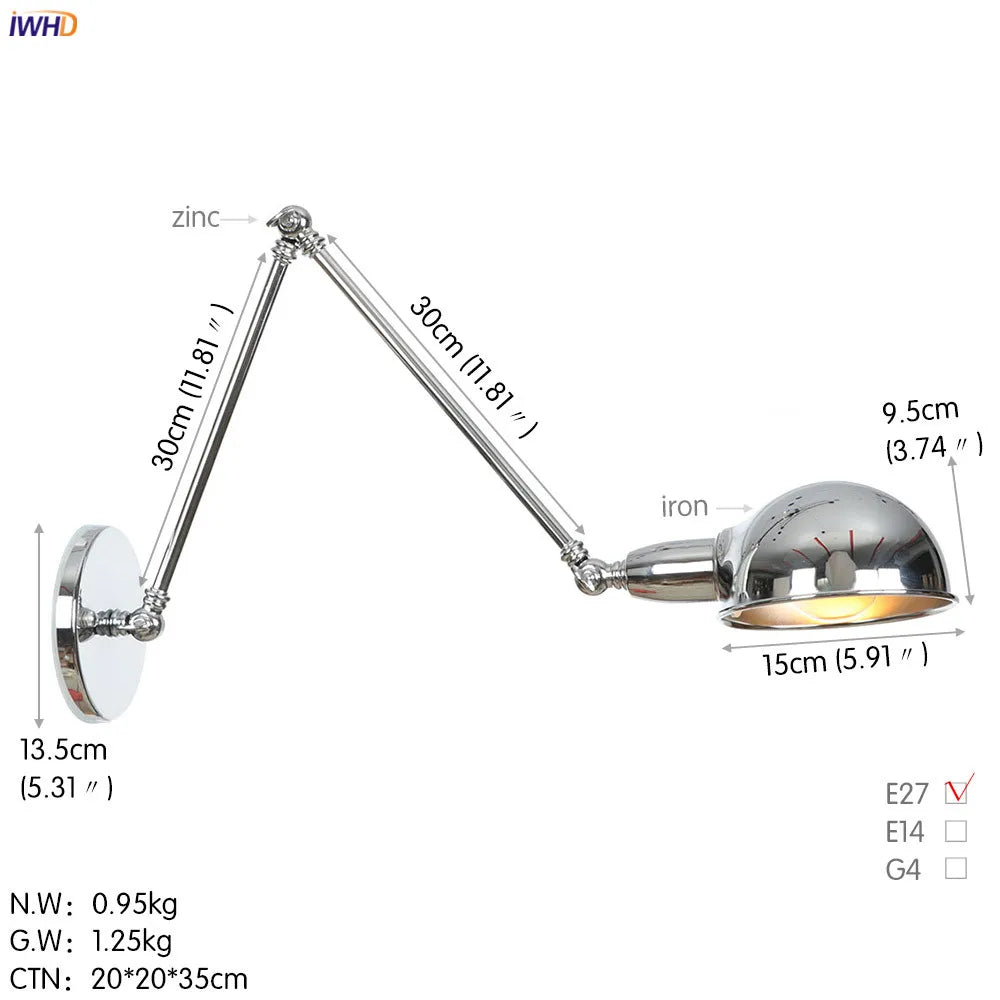 Loft Antique Edison 3-Head Black Wall Sconce Swing Arm Light