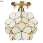 White Glass LED Ceiling Light Fixture, Nordic Modern Copper Ceiling Lamp