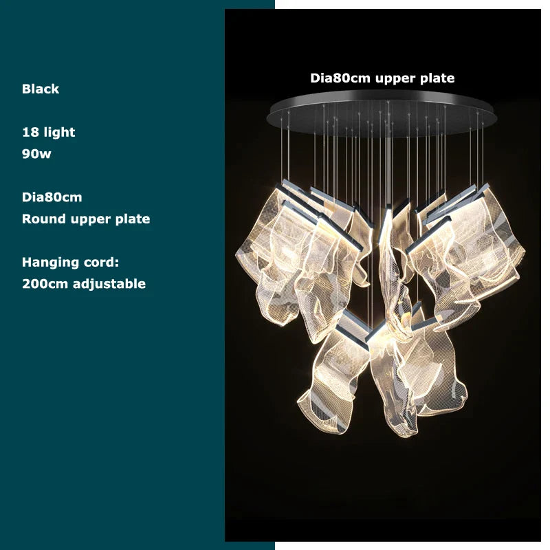 Golden Love Paper Chandelier: Postmodern LED Designer Lighting for Foyer