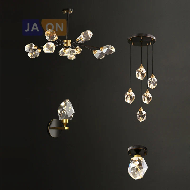 Crystal Copper Chandelier Lighting for Dinning Room