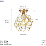 White Glass LED Ceiling Light Fixture, Nordic Modern Copper Ceiling Lamp