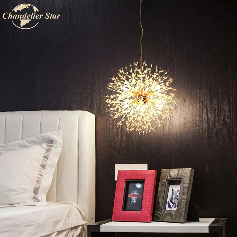 Crystal Star LED Chandelier - Art Deco Dandelion Pendant Lighting for Home Décor