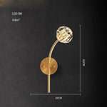 Black Gold Copper Crystal LED Wall Sconce Light for Bedroom Corridor