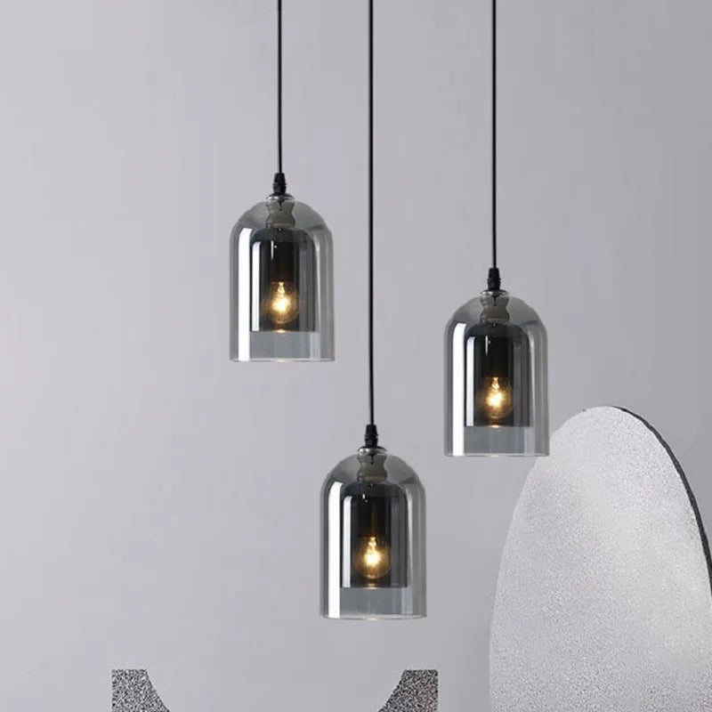 Smoke Grey Glass Chandelier for Living room Bedroom Kitchen Coffee Shop Light