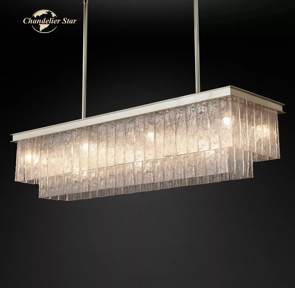 LED Glace Rectangular Chandelier Light for Dining Kitchen Living Room
