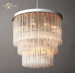 Cielo Glass Chandelier Three-Tier Round Hanging Lights for Living Dining Room
