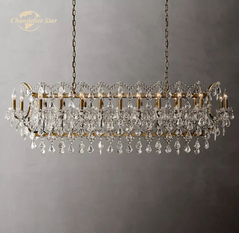 Crystal Iron Chandelier: Modern Brass Candle Chandeliers for Living Dining Room