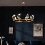 Crystal Copper Round Chandelier: Elegant LED Suspension Lamp for Dinning Room
