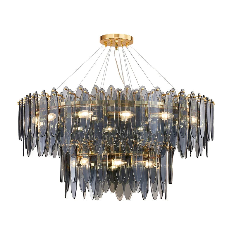 Art Deco Glass Iron LED Chandelier for Dinning Room