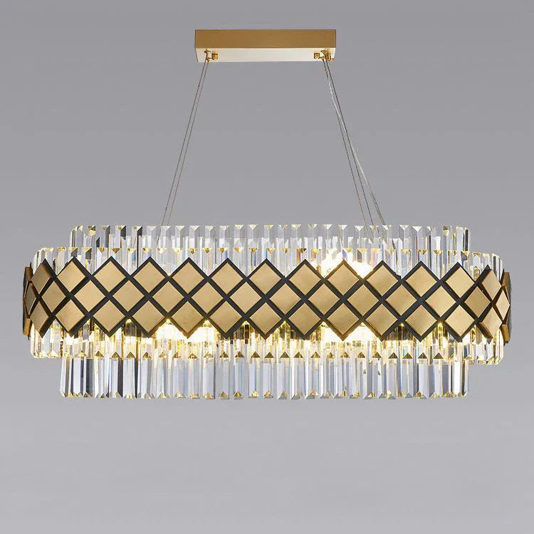 Gold LED Crystal Clear Art Deco Chandelier for Foyer