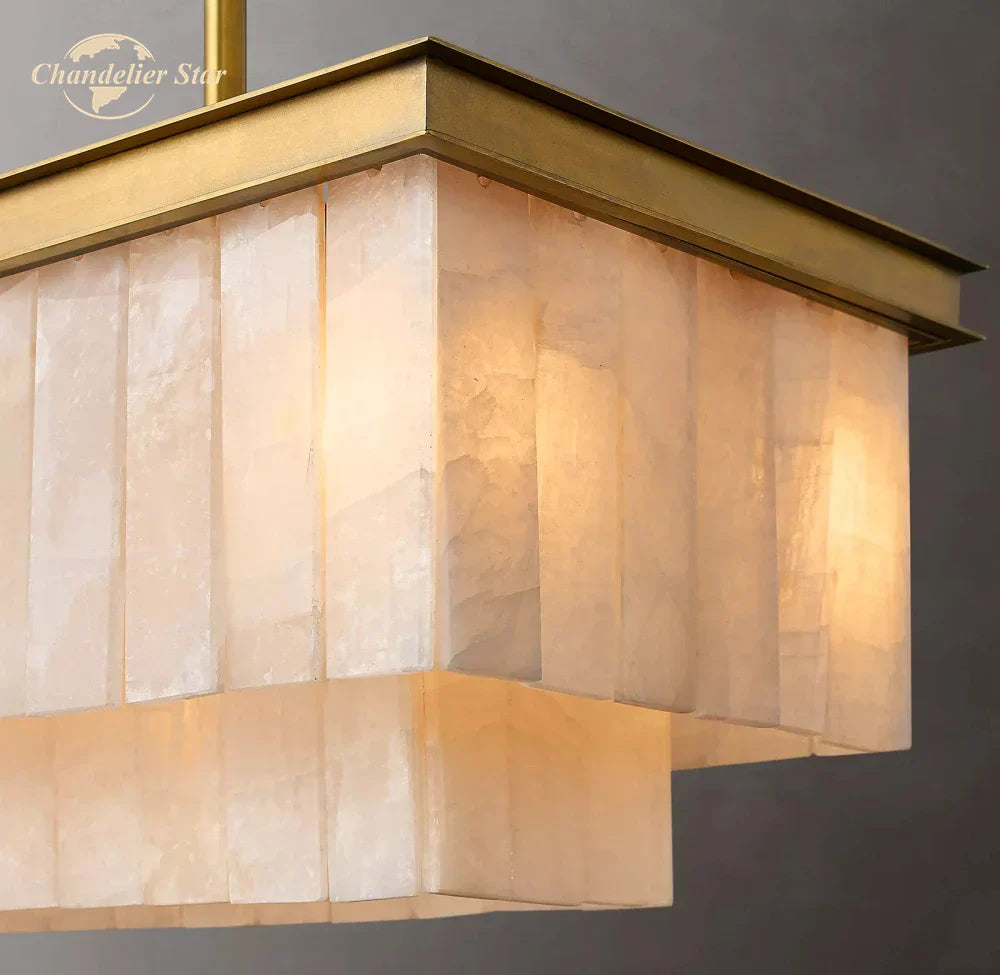 LED Marble Glace Calcite Chandelier for Kitchen Island, Dining & Living Room