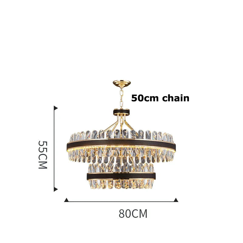 Gold Stainless Steel Crystal Chandelier for Dinning Room