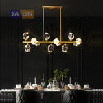 Black Crystal Copper LED Chandelier for Dining Room - Art Deco Hanging Lamp