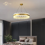 LED Round Glass Chandelier: Modern Nordic Stainless Steel Pendant Light for Bedroom & Living Room