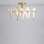 Love Bird Chandelier Lighting - White Gold Designer Lustre for Dining Room