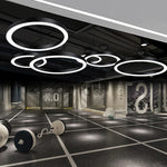 Modern Iron Art Circle LED Pendant Lights - Black White Metal Ringoffsetof.