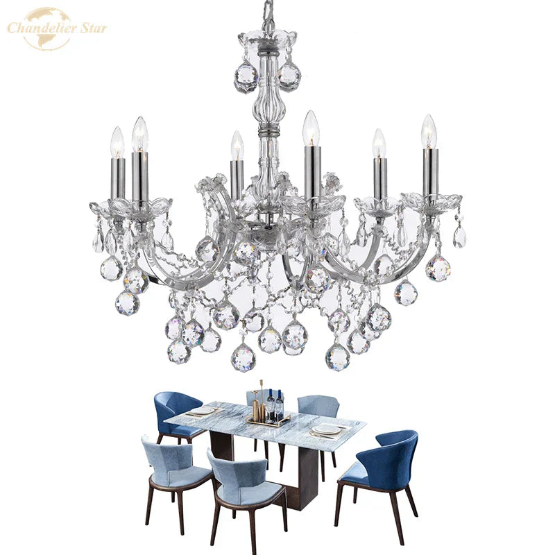 Traditional Crystal Chandelier LED Hanging Lamp Luxe Candle Lustre