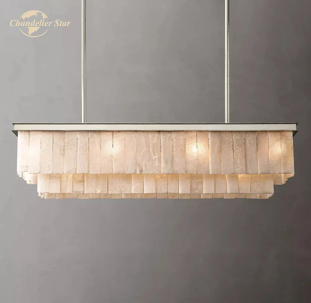 LED Marble Glace Calcite Chandelier for Kitchen Island, Dining & Living Room