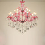 Modern Iron Crystal Glass Chandelier Blue Red Art Deco Lighting