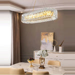 Oval LED Glass Chandelier Lighting in Gold & Silver Stainless Steel