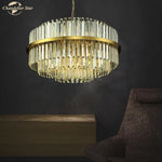 Round Gold Crystal Glass Pendant Light for Luxury Decor