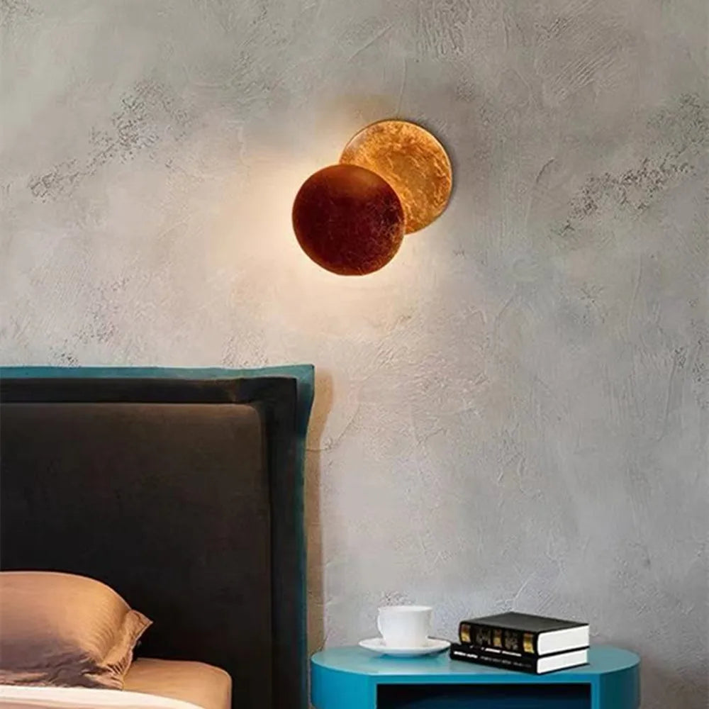 LED Gold Eclipse Circle Wall Lamp for Bedroom Living Room