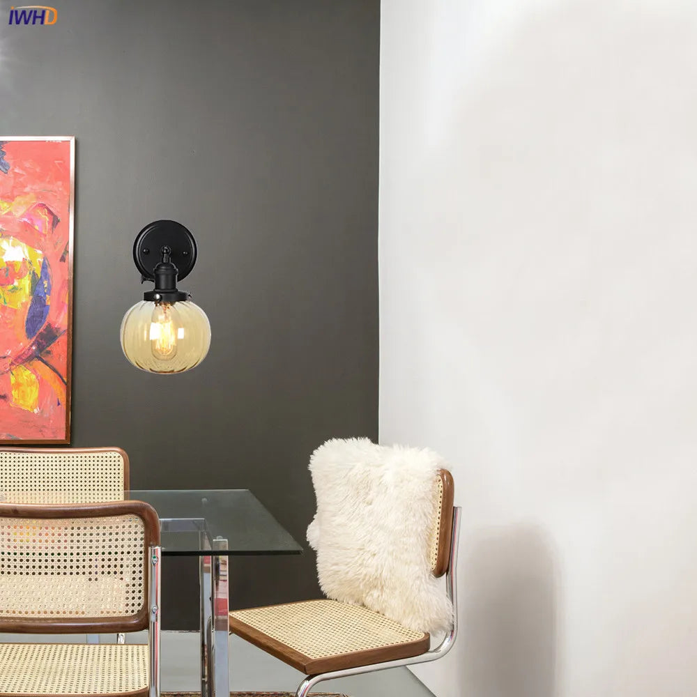 Glass Ball Wall Light Switch Hallway Bathroom Mirror Stair Black Wall Sconce