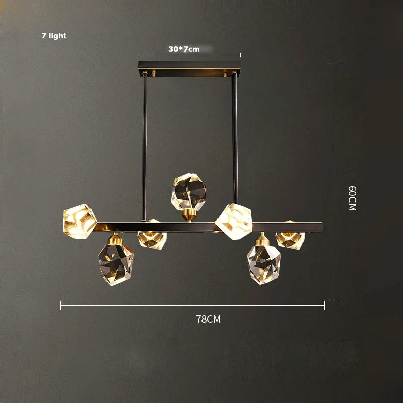 Crystal Copper Black LED Chandelier for Dinning Room