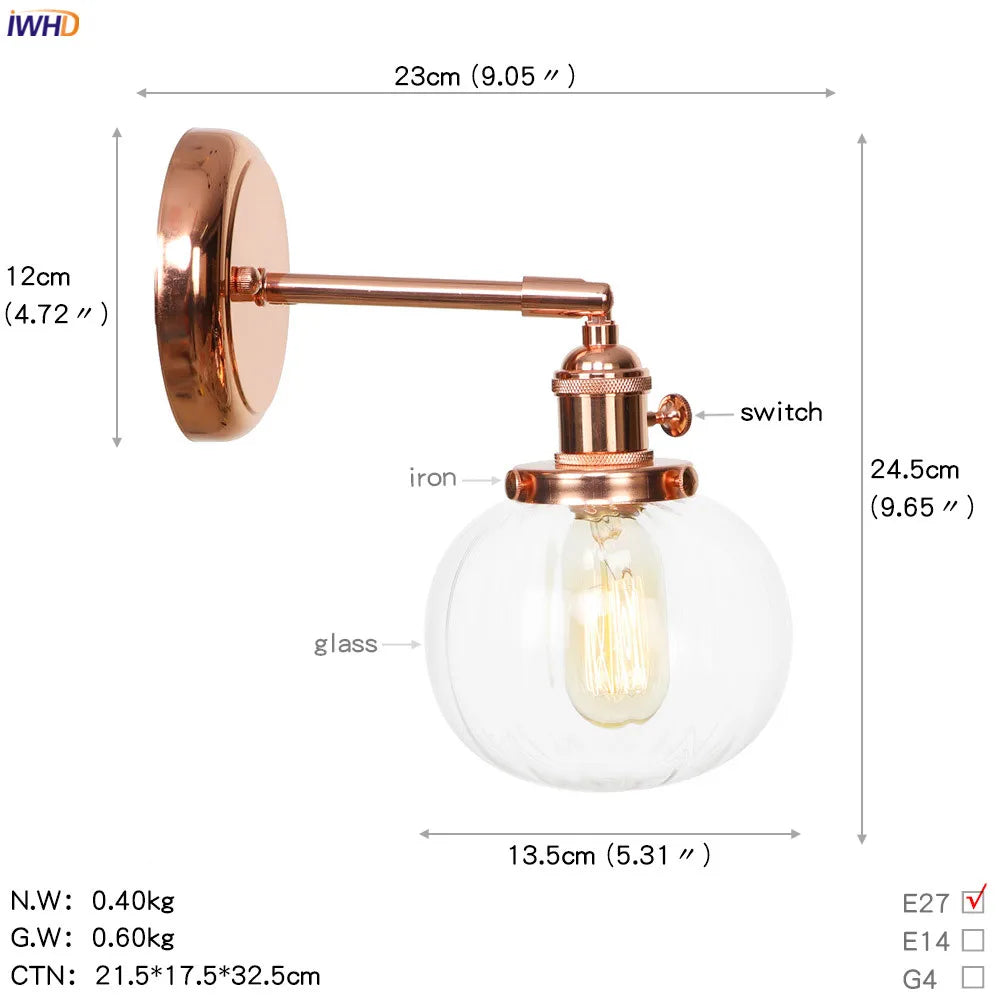 White Ceramic LED Wall Sconce Switch Rose Gold Color Wall Lamp