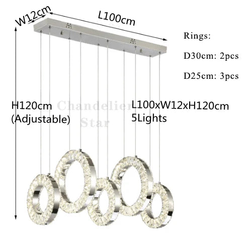 LED Crystal Chandelier Stainless Steel Pendant Light for Living Room