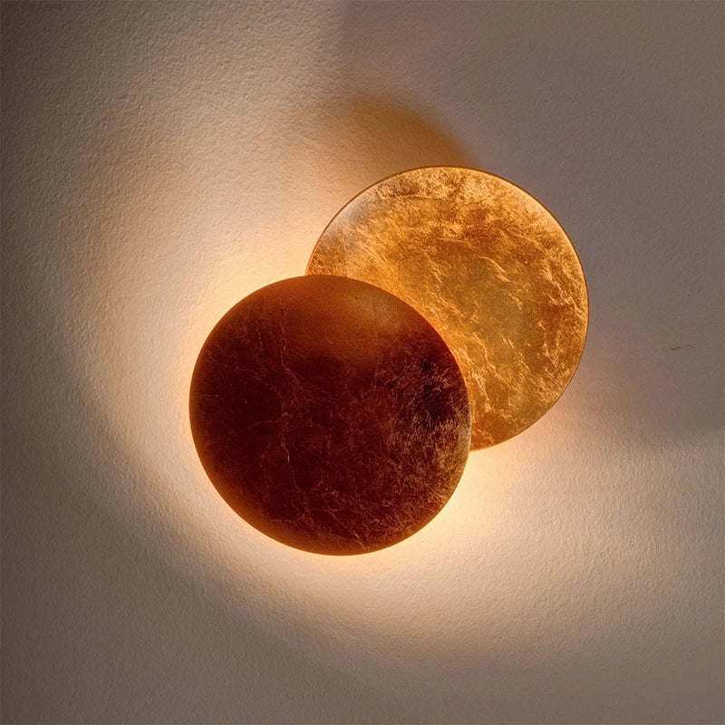 LED Gold Eclipse Circle Wall Lamp for Bedroom Living Room